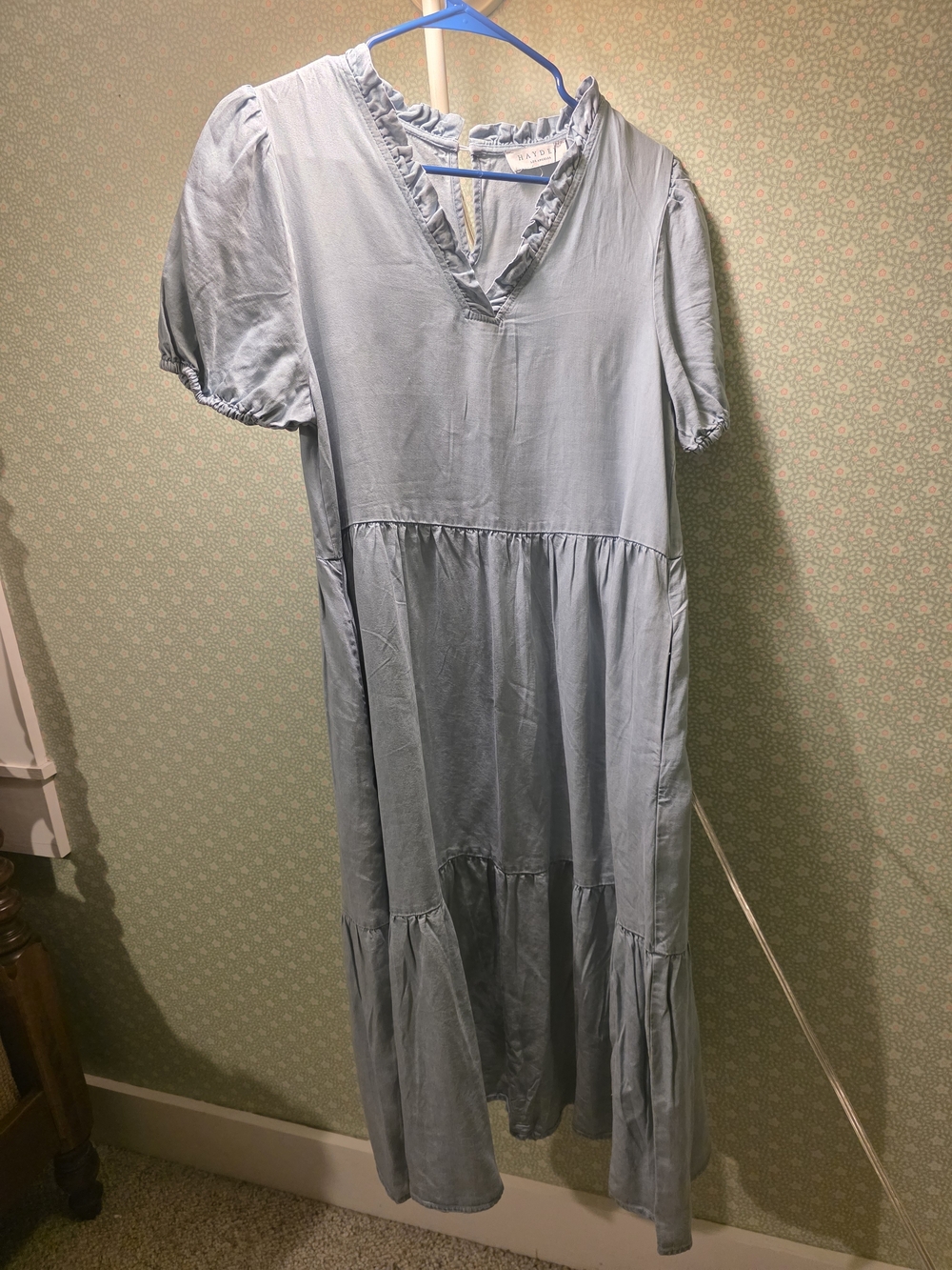 Hayden Light Blue Maxi Dress with Ruffle V-Neck